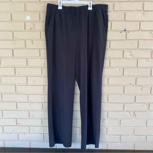 Talbots Pants Large L Black Wide Leg Active Athleisure Lounge Pockets - Picture 1 of 8